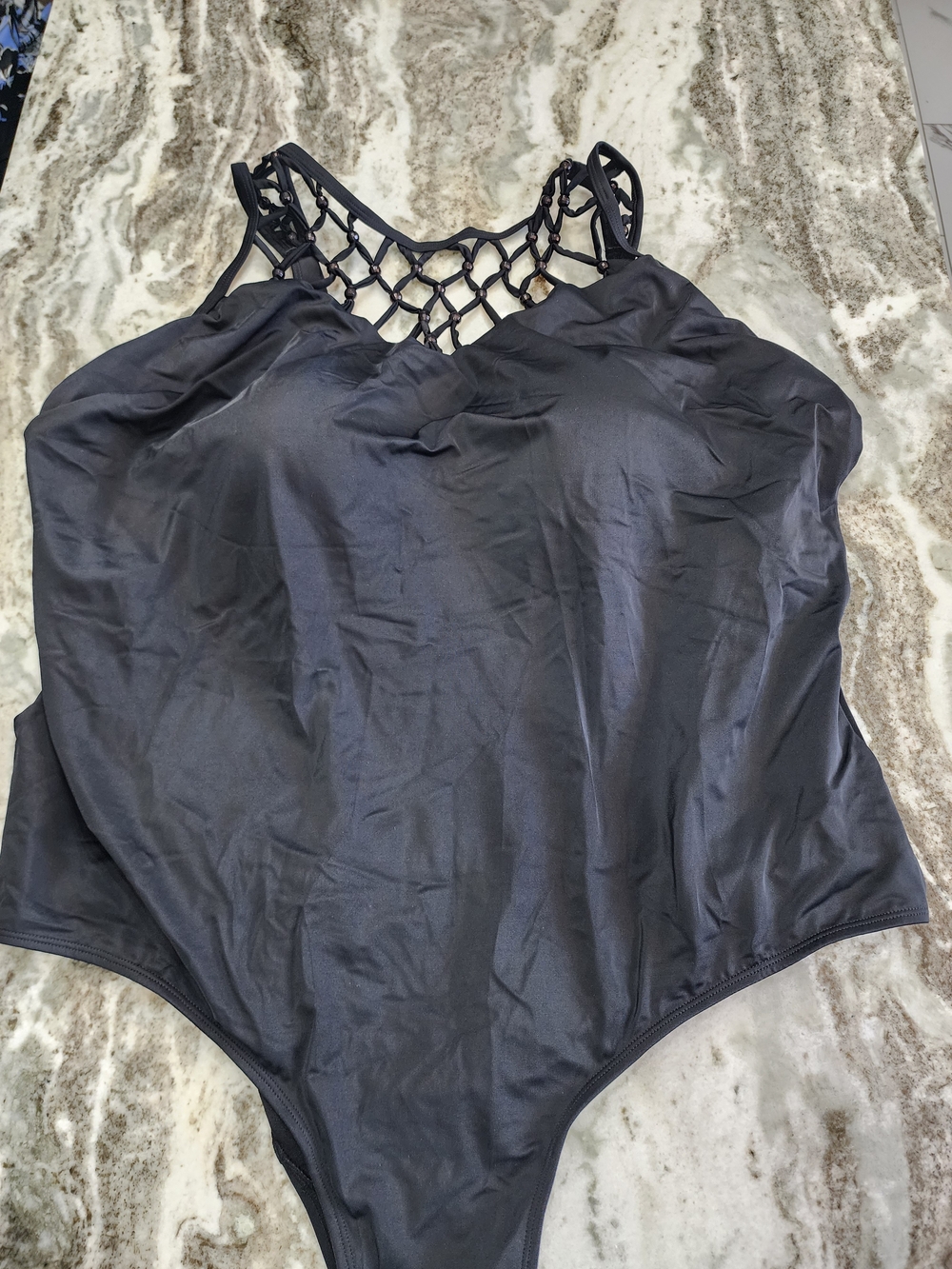 Swimsuits For All Black One-Piece with Lattice Neck New Without Tag